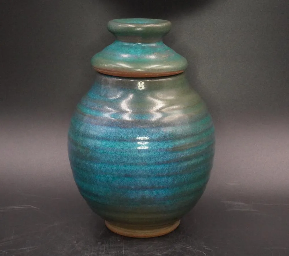 1977 Harding Black Turquoise Pottery Ginger Jar