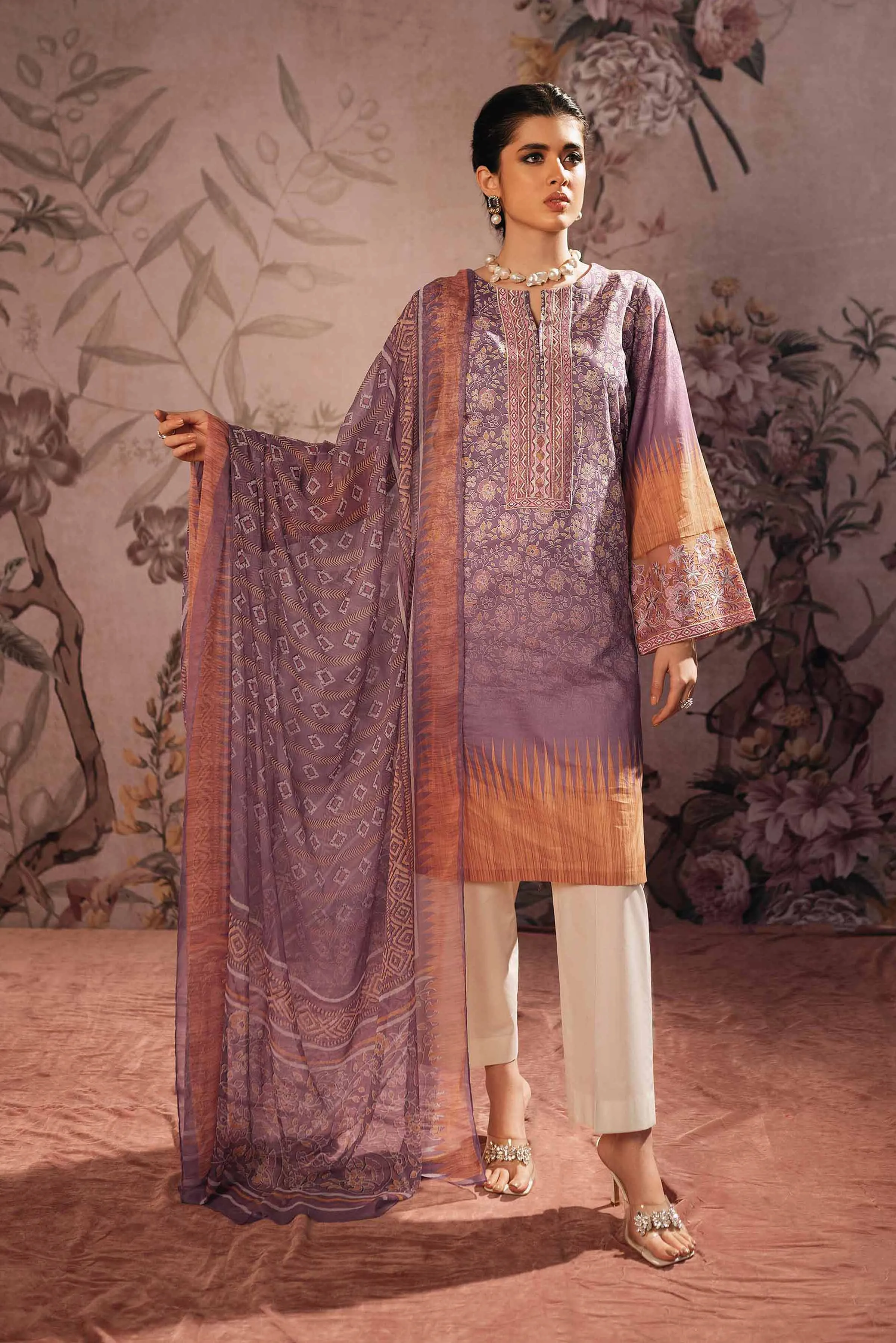 2 Piece - Digital Printed Embroidered Suit - 42301245