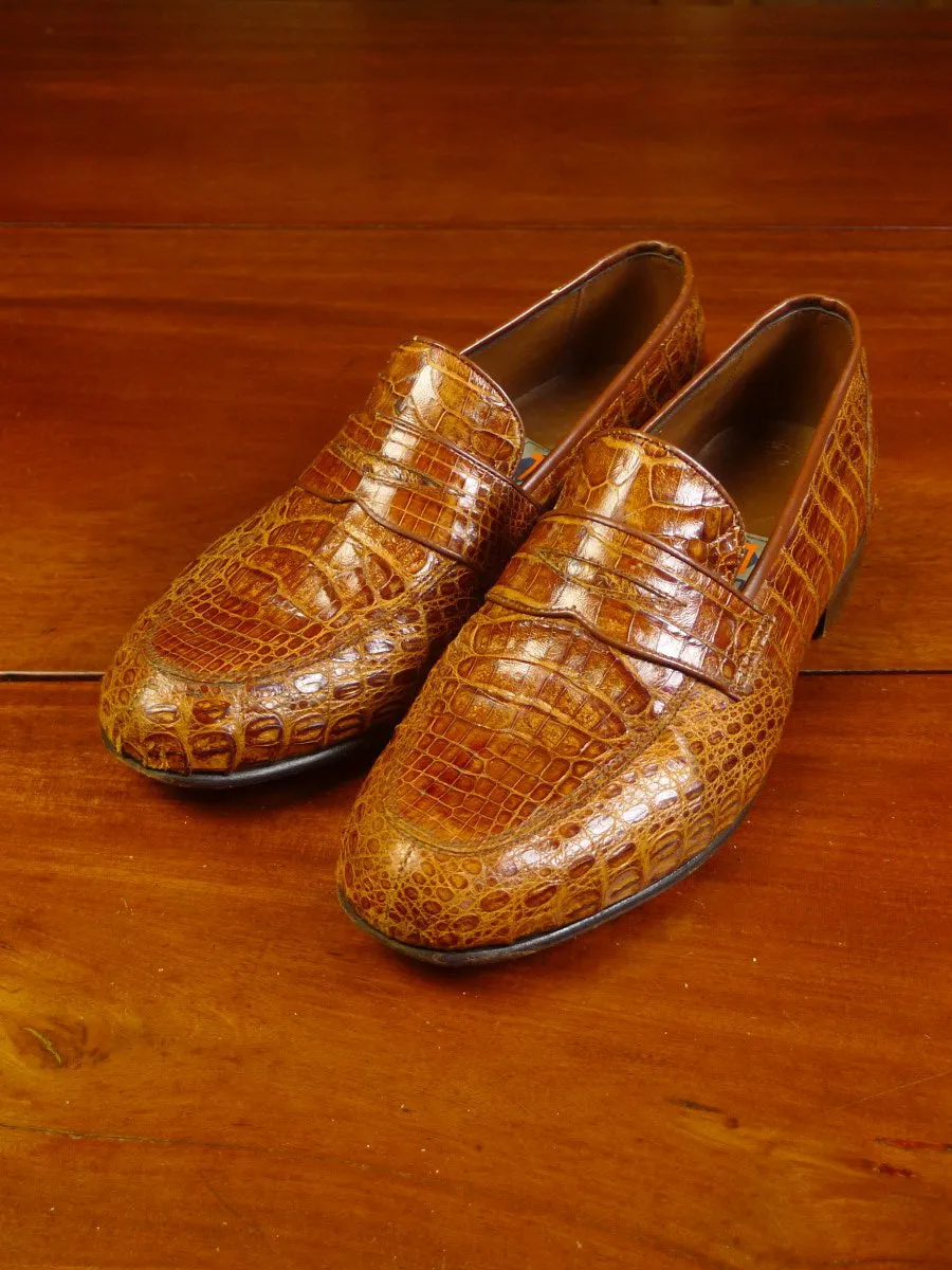 23/0565 vintage italian tan brown aligator leather shoe uk 6