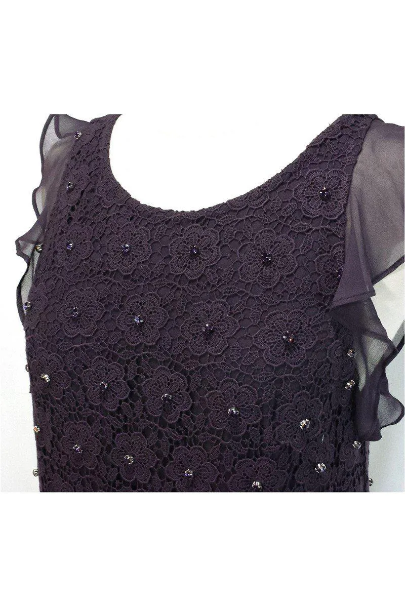 3.1 Phillip Lim - Plum Crochet & Rhinestone Dress Sz 4