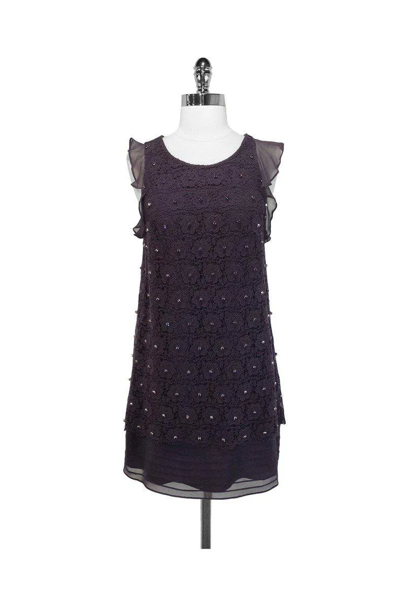 3.1 Phillip Lim - Plum Crochet & Rhinestone Dress Sz 4