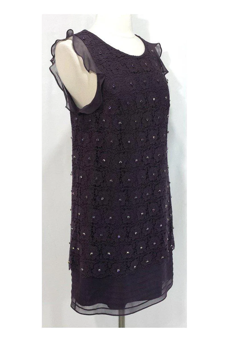 3.1 Phillip Lim - Plum Crochet & Rhinestone Dress Sz 4