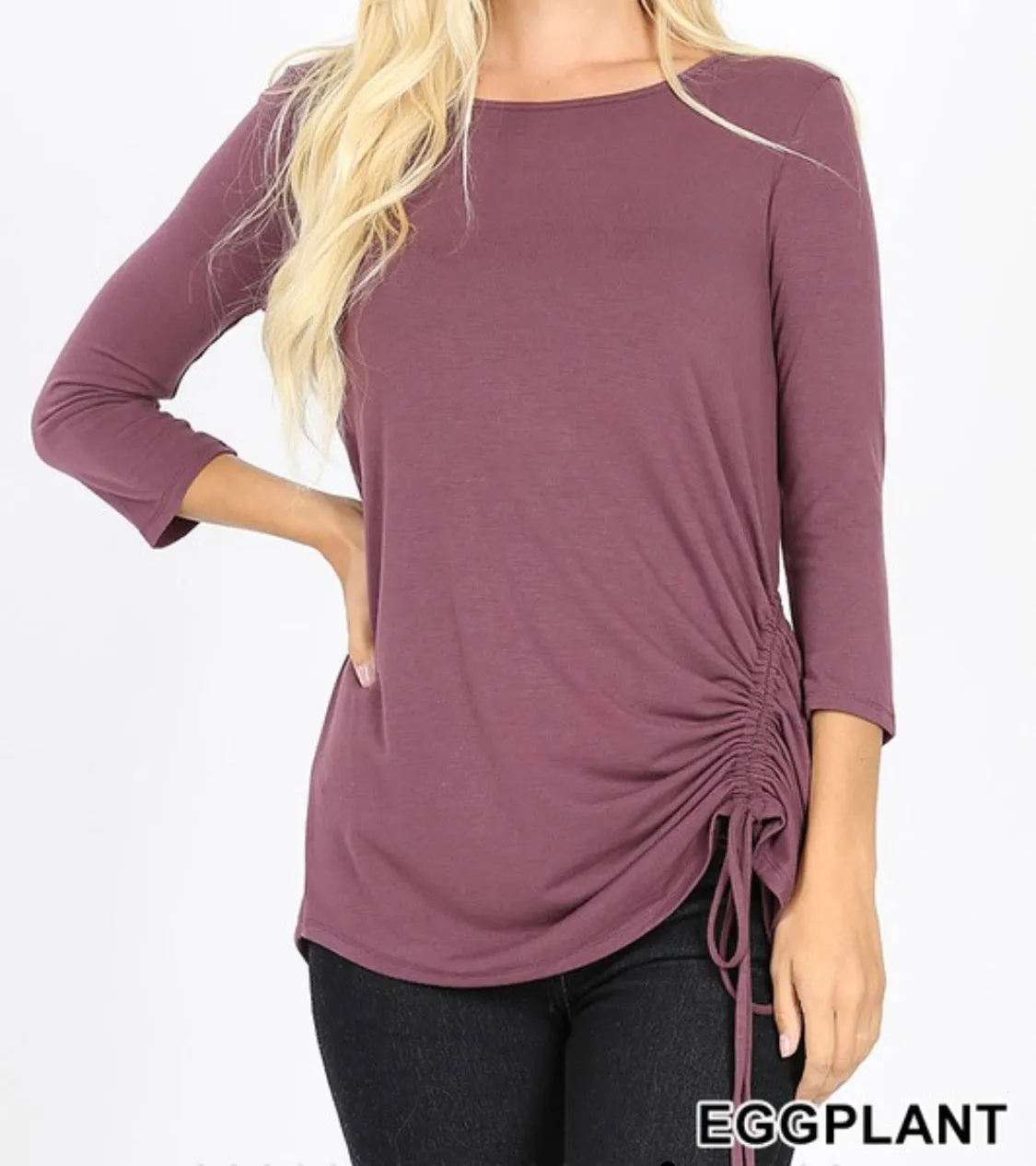 3/4 Sleeve Side Tie Top - 9 Colors