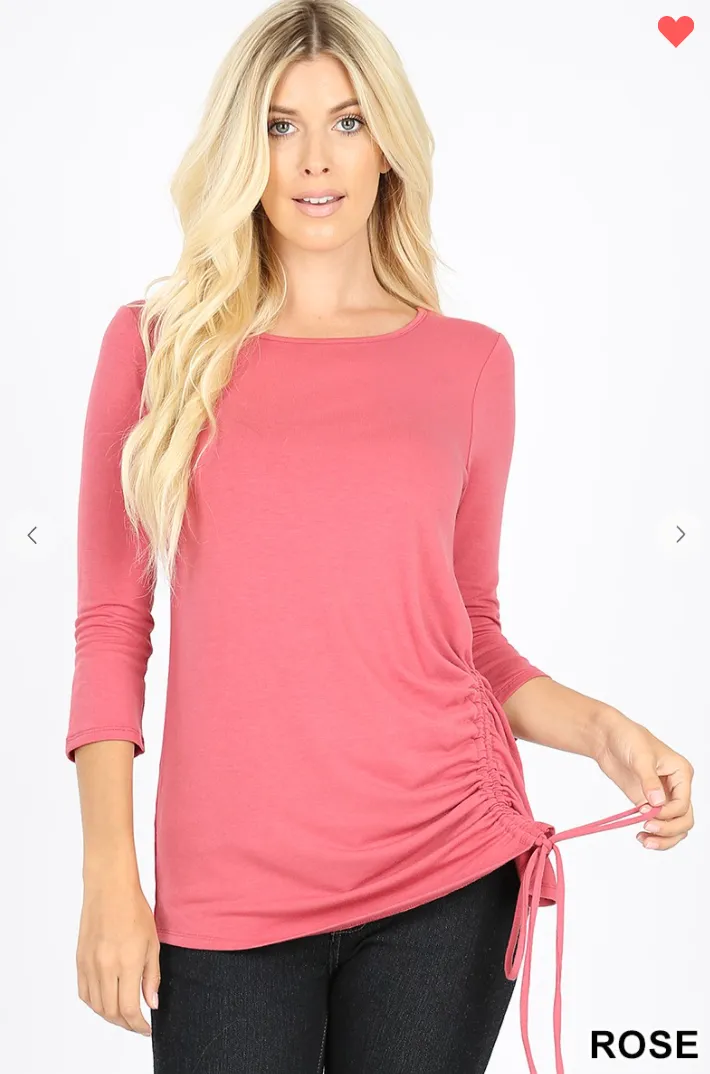 3/4 Sleeve Side Tie Top - 9 Colors