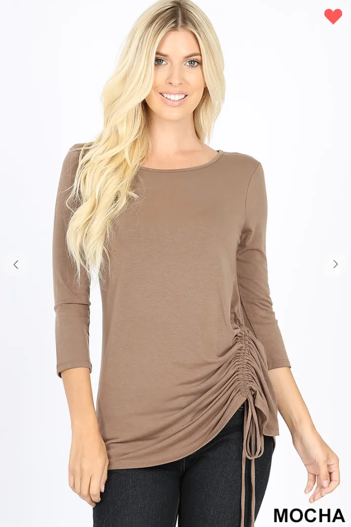 3/4 Sleeve Side Tie Top - 9 Colors