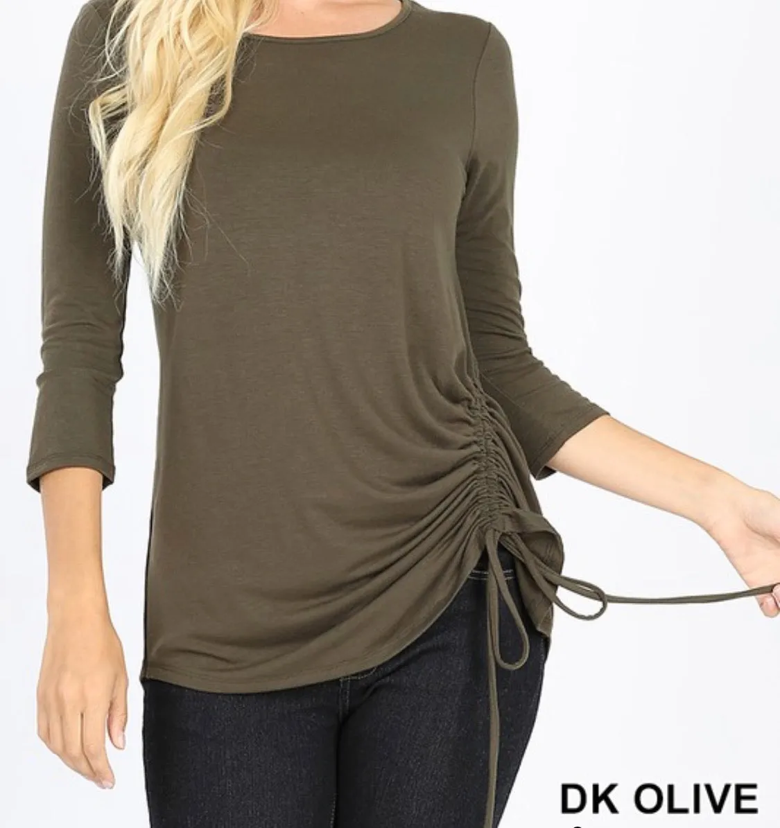 3/4 Sleeve Side Tie Top - 9 Colors