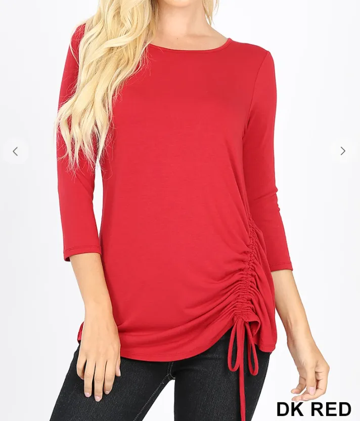 3/4 Sleeve Side Tie Top - 9 Colors