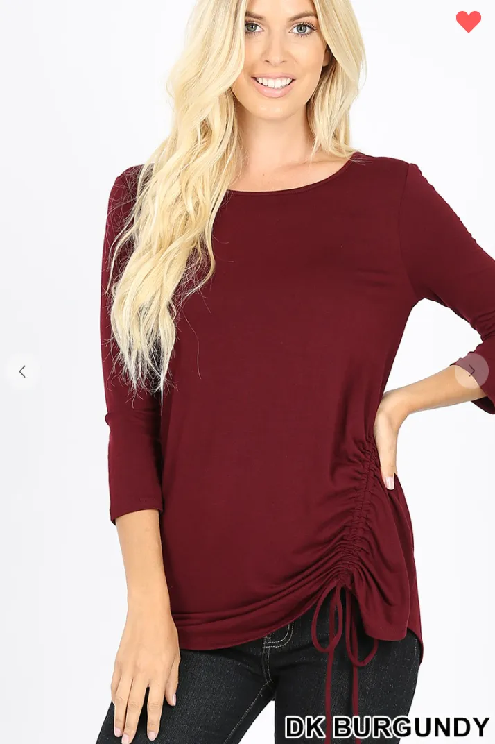 3/4 Sleeve Side Tie Top - 9 Colors