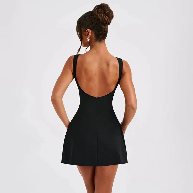 A-line Townlike Backless Nightclub Sexy Party Mini Dress