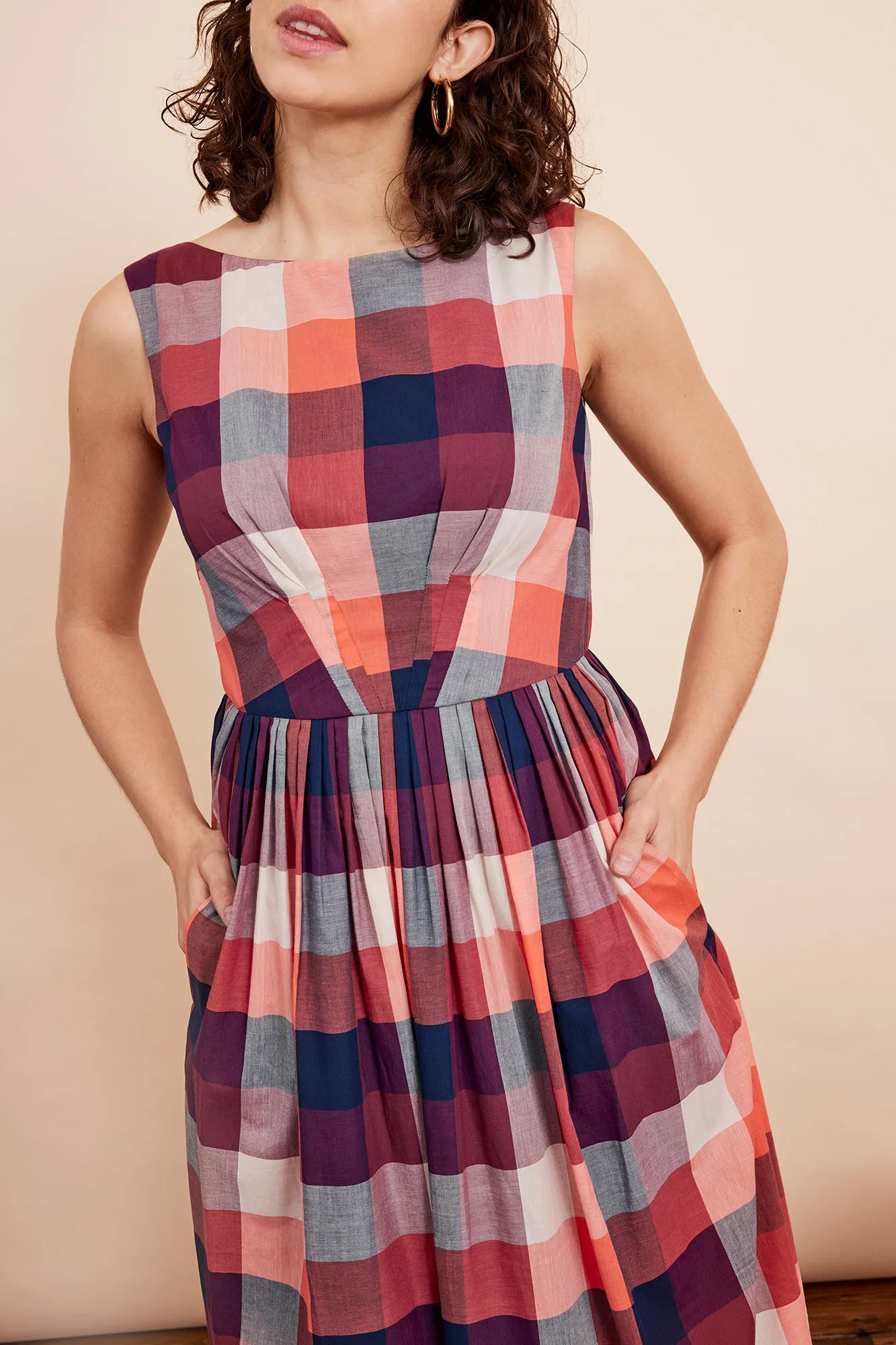 Abigail Cherry Plaid Dress Long