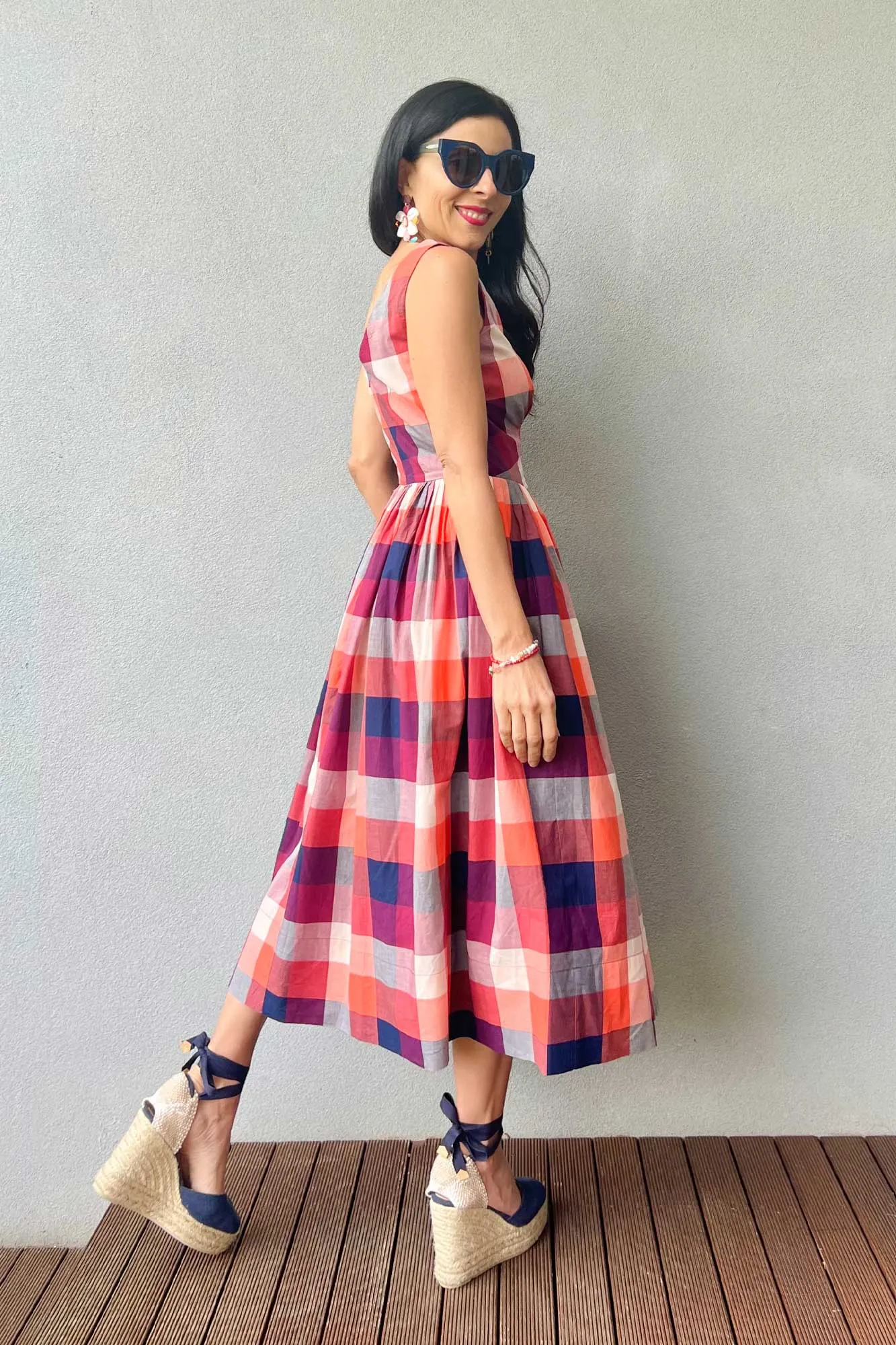 Abigail Cherry Plaid Dress Long