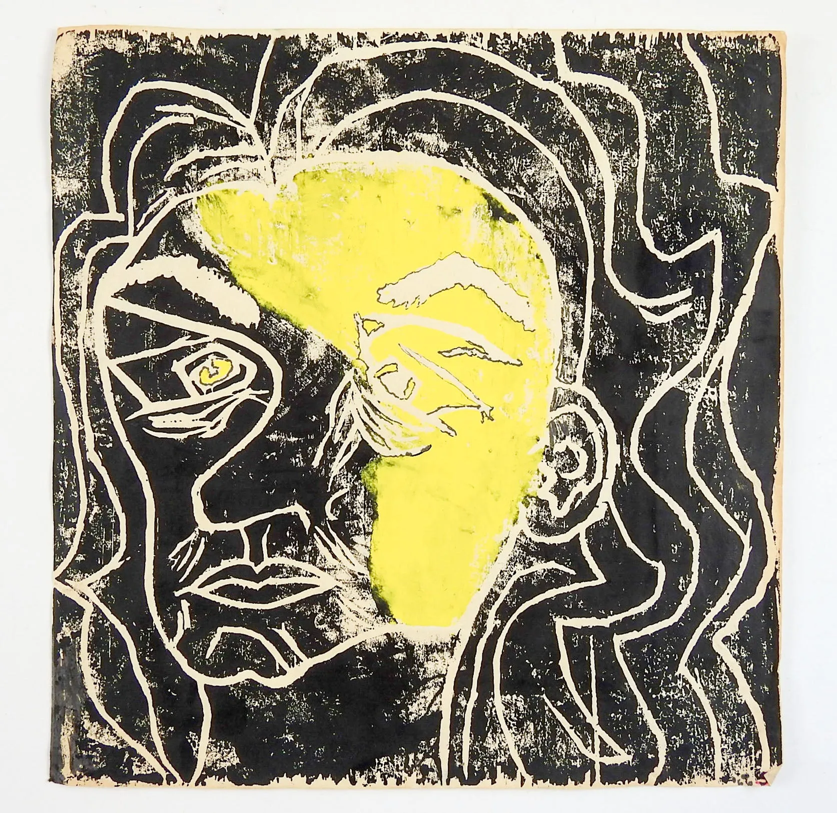 Abstract Portrait Block Print