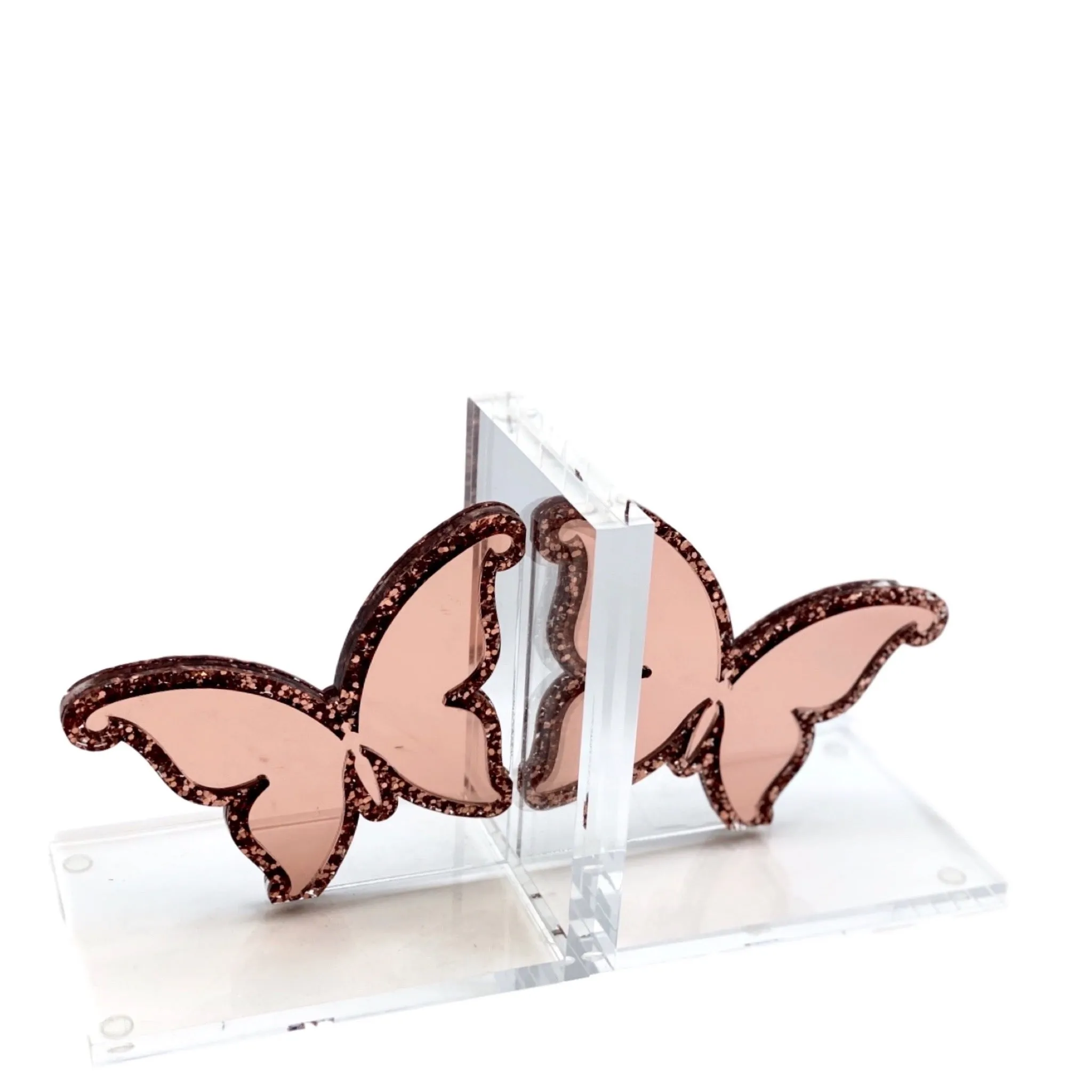 Acrylic Rose Gold Butterfly Bookends