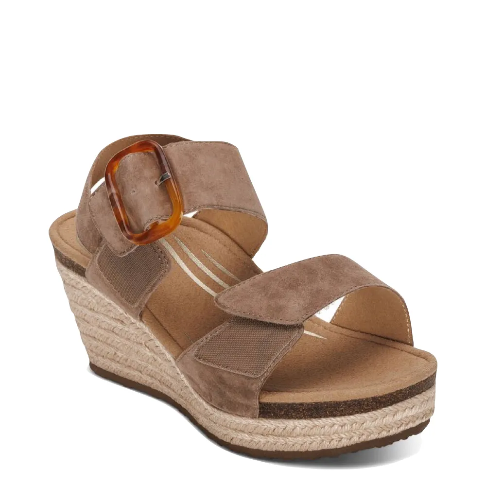 Aetrex Women's Ashley Arch Support Wedge Sandal (Taupe)