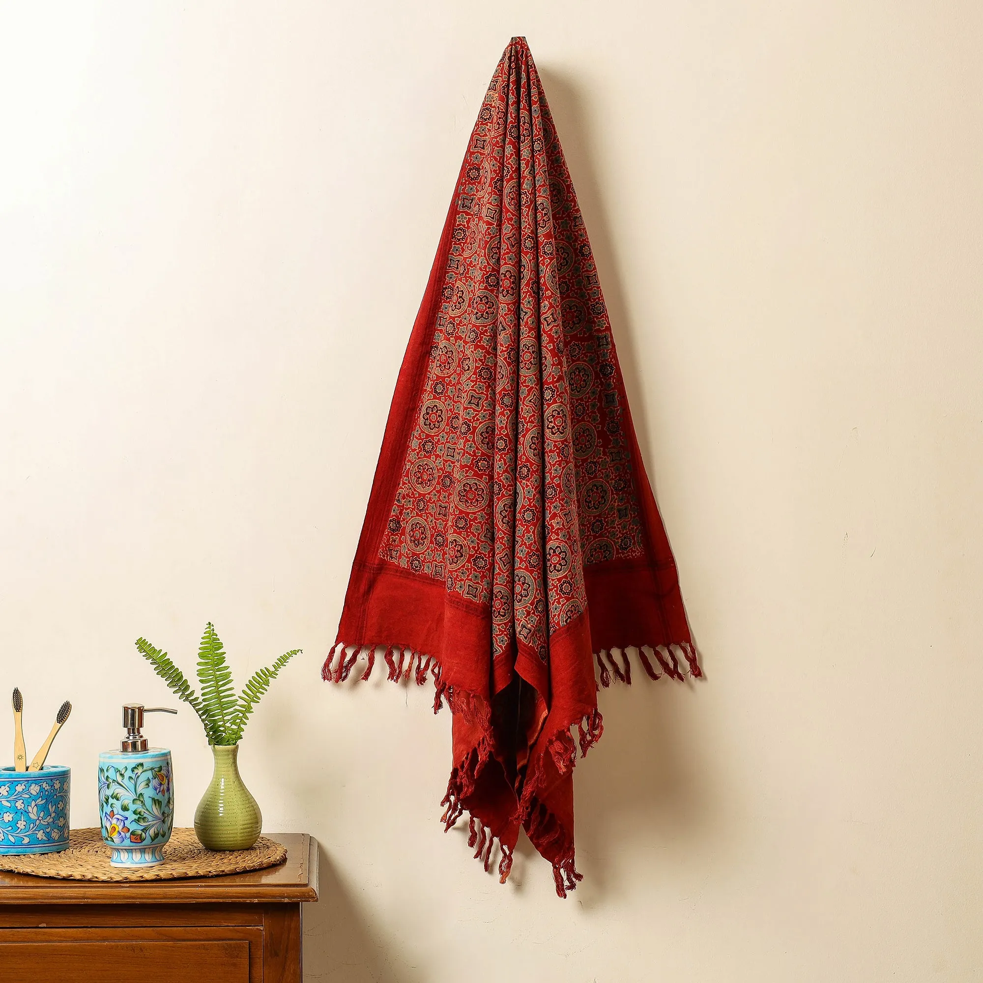 Ajrakh Block Printed Handloom Cotton Towel