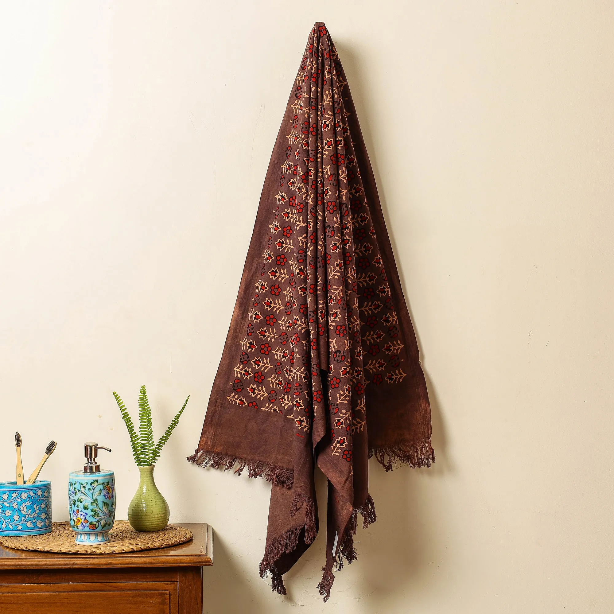 Ajrakh Block Printed Handloom Cotton Towel