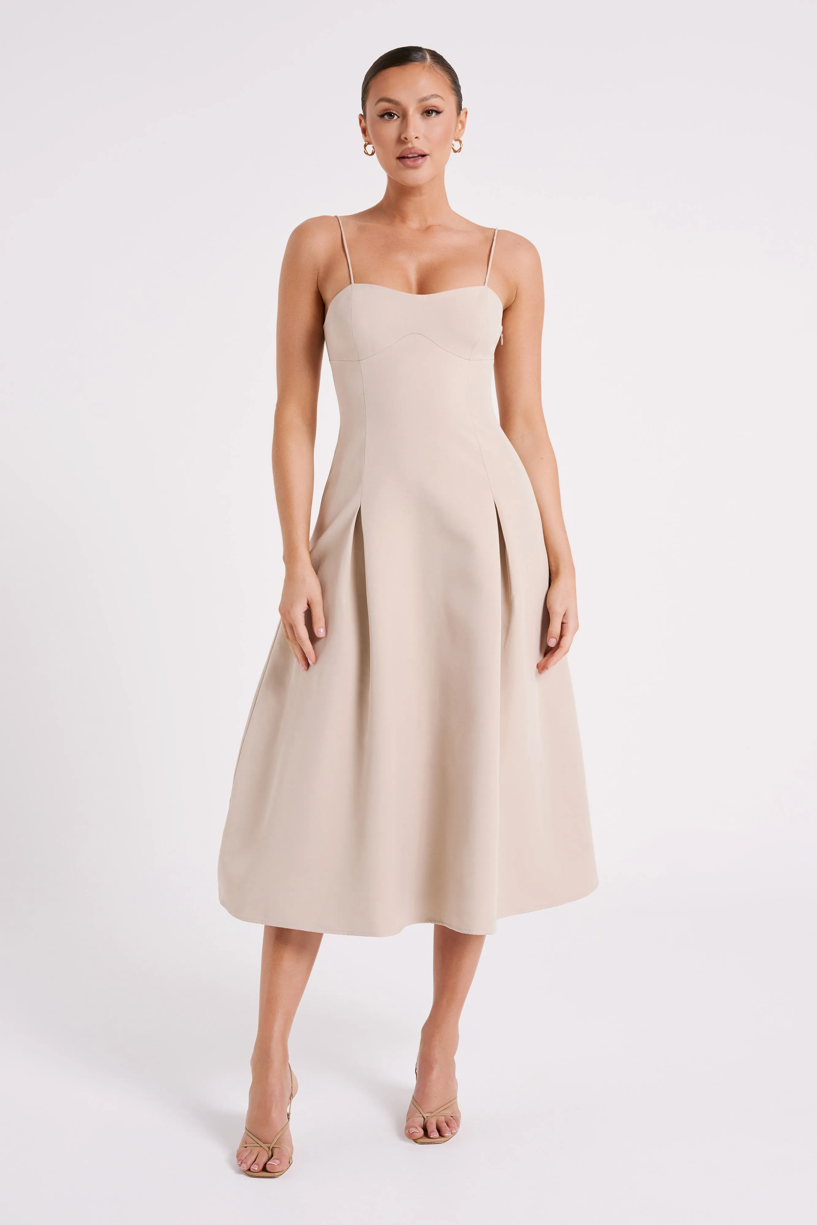 Alaina A-Line Midi Dress - Natural