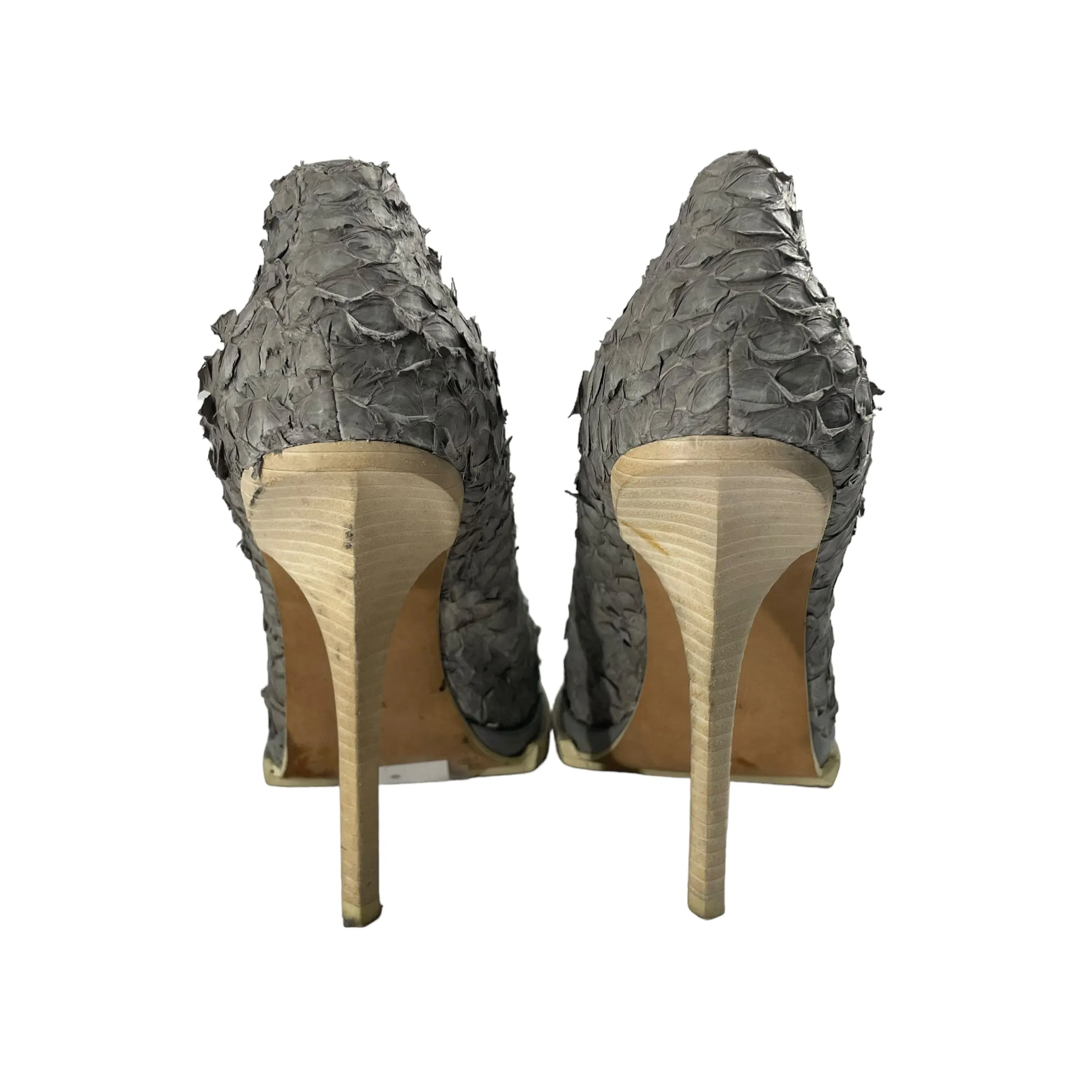 Alexander Wang/Heels/EU 38/Leather/GRY/PLATFORM SOLE / SNAKESKIN