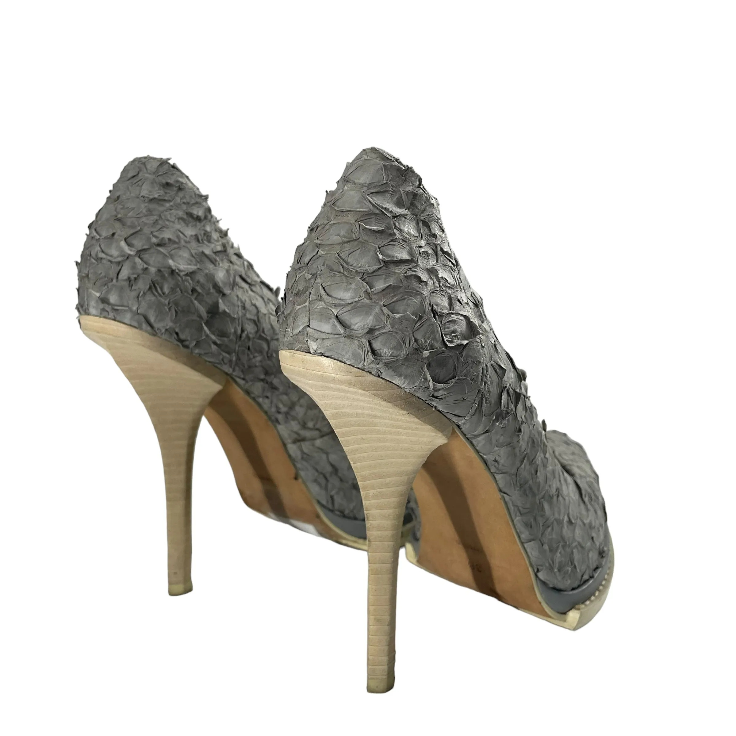 Alexander Wang/Heels/EU 38/Leather/GRY/PLATFORM SOLE / SNAKESKIN