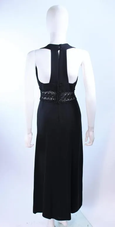 ALGO 1970s Black Lace Halter Maxi Gown Size 4