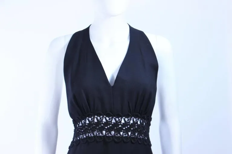 ALGO 1970s Black Lace Halter Maxi Gown Size 4