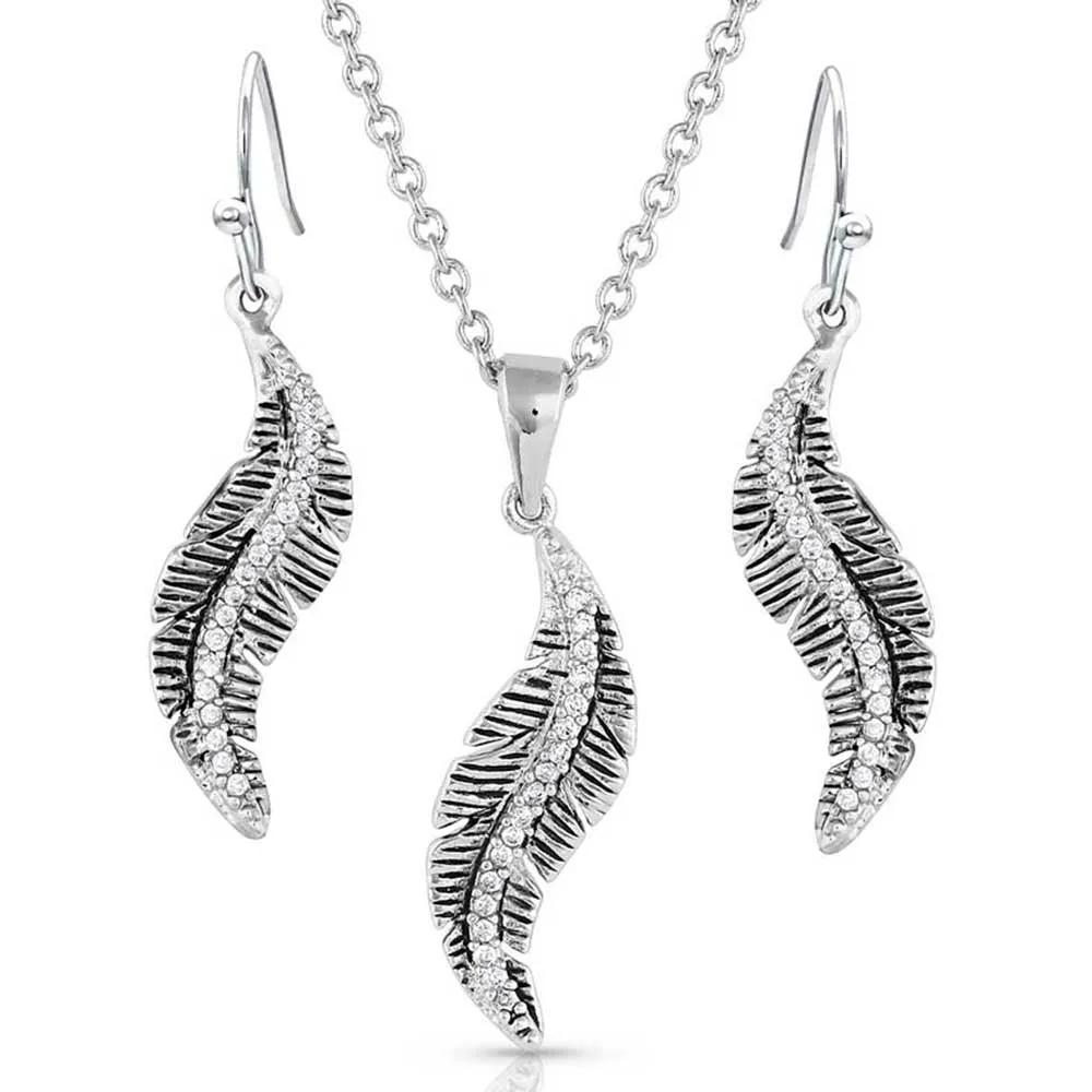 All About The Curve Feather Jewelry Set by Montana Silversmiths