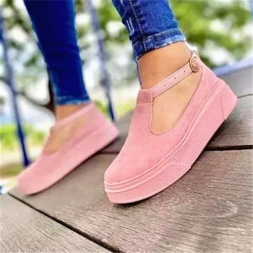 Amozae-Back  To School Outfit   2024 New Women's Platform Vulcanized Summer Flats Women Casual Loafers Plus Size Female Buckle Strap Shoes Fashion Footwear