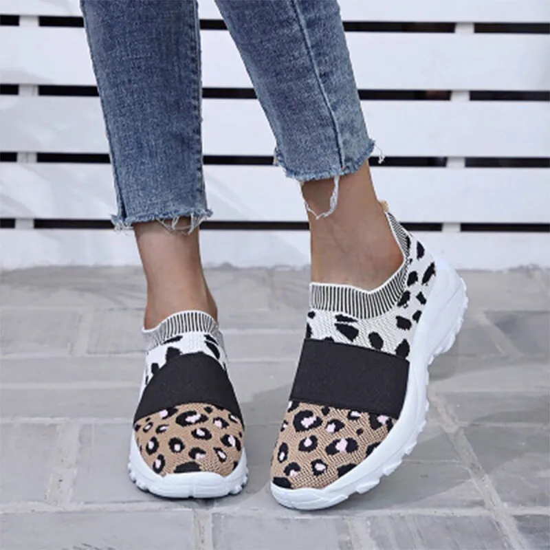 Amozae-Back To School   Women Mesh Breathable Sneakers Woman Leopard Vulcanized 2024 Ladies Tennis Shoes Women's Casual Flats Female Loafers Plus Size