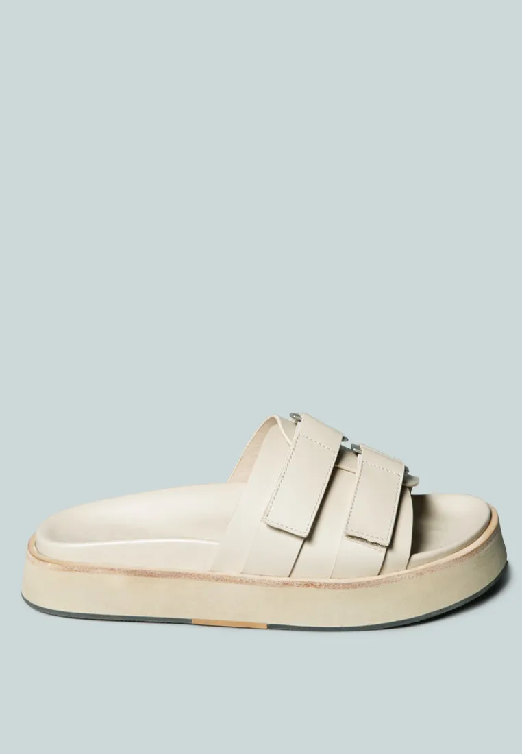 ANISTON Buckled Flatform Nude Slip-On Sandal