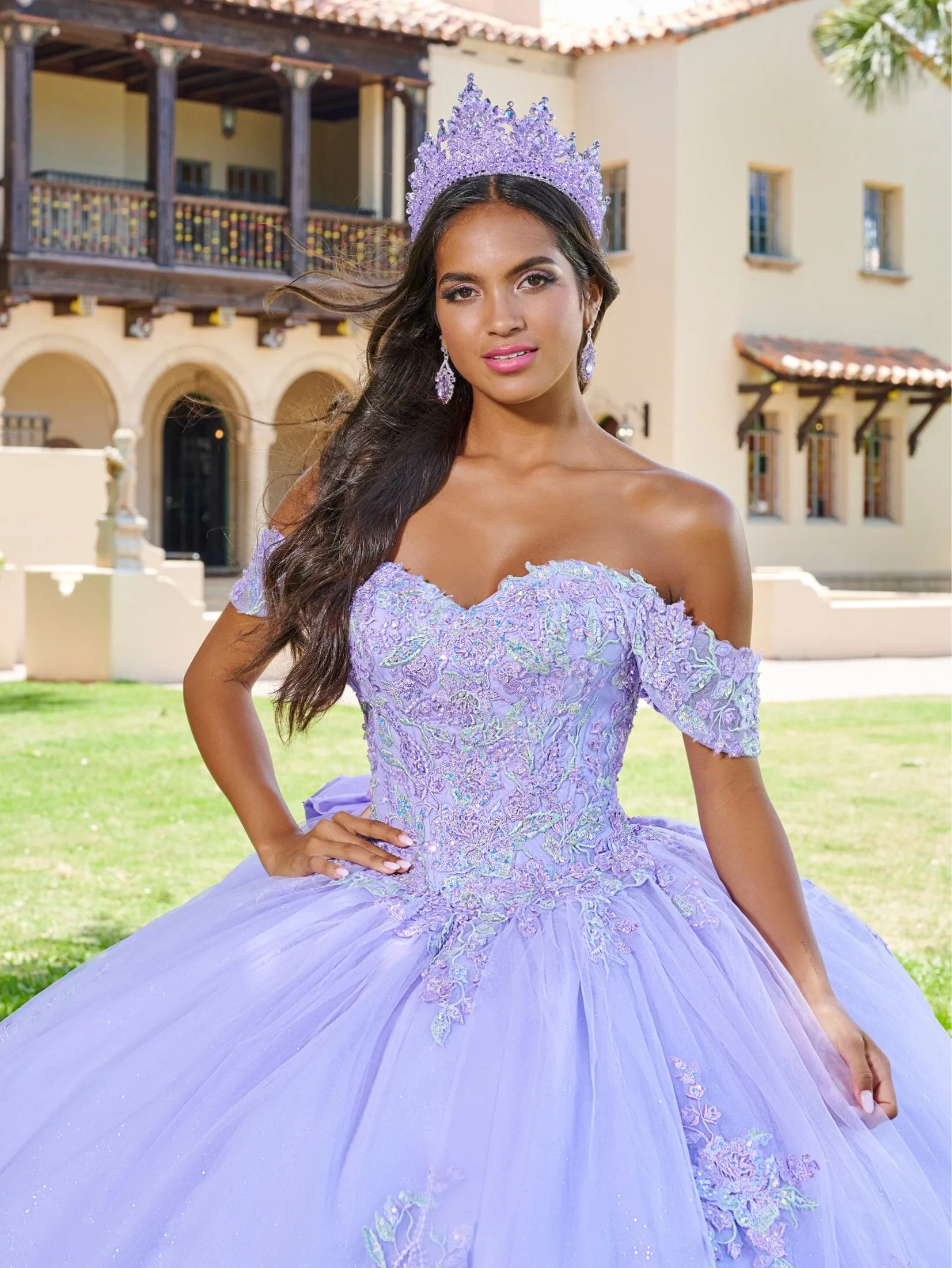 Applique Bell Sleeve Quinceanera Dress by House of Wu 26078