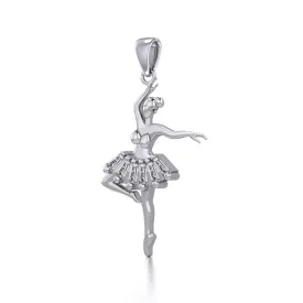 Ballet Dancer Silver Pendant with Gem TPD5829