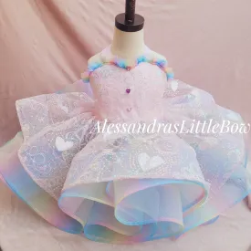 Balloon Hearts Cupcake Rainbow Couture Dress