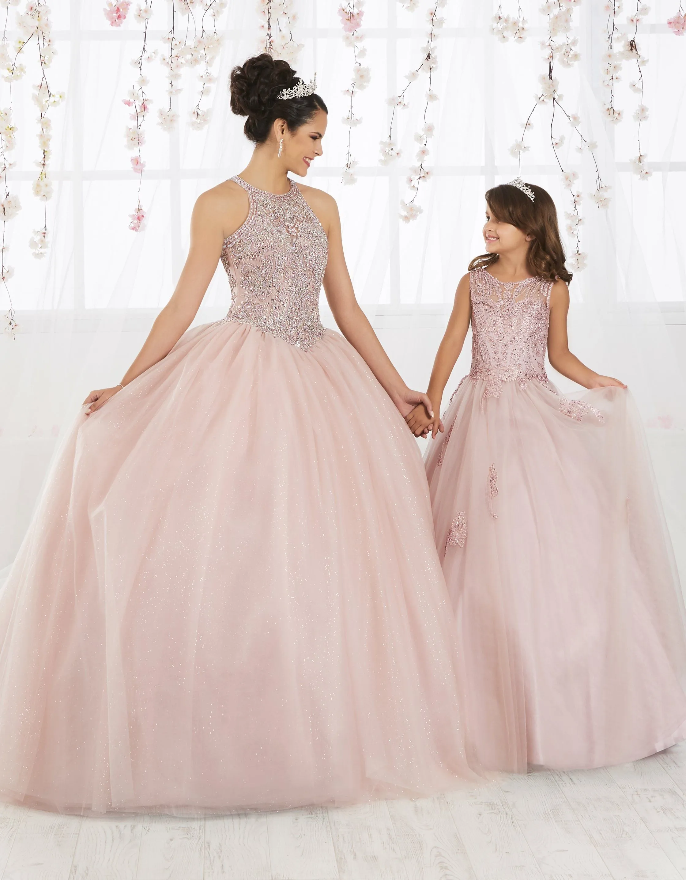 Beaded Halter Tulle Quinceanera Dress by House of Wu 26914