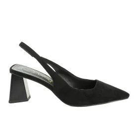 Betsy Black Suede Effect Pointed Court Shoe