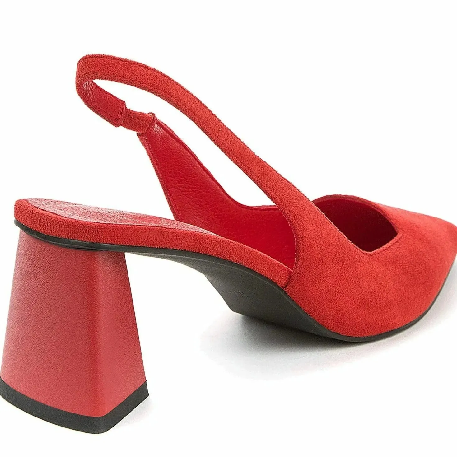 Betsy Red Suede Effect Court Shoe