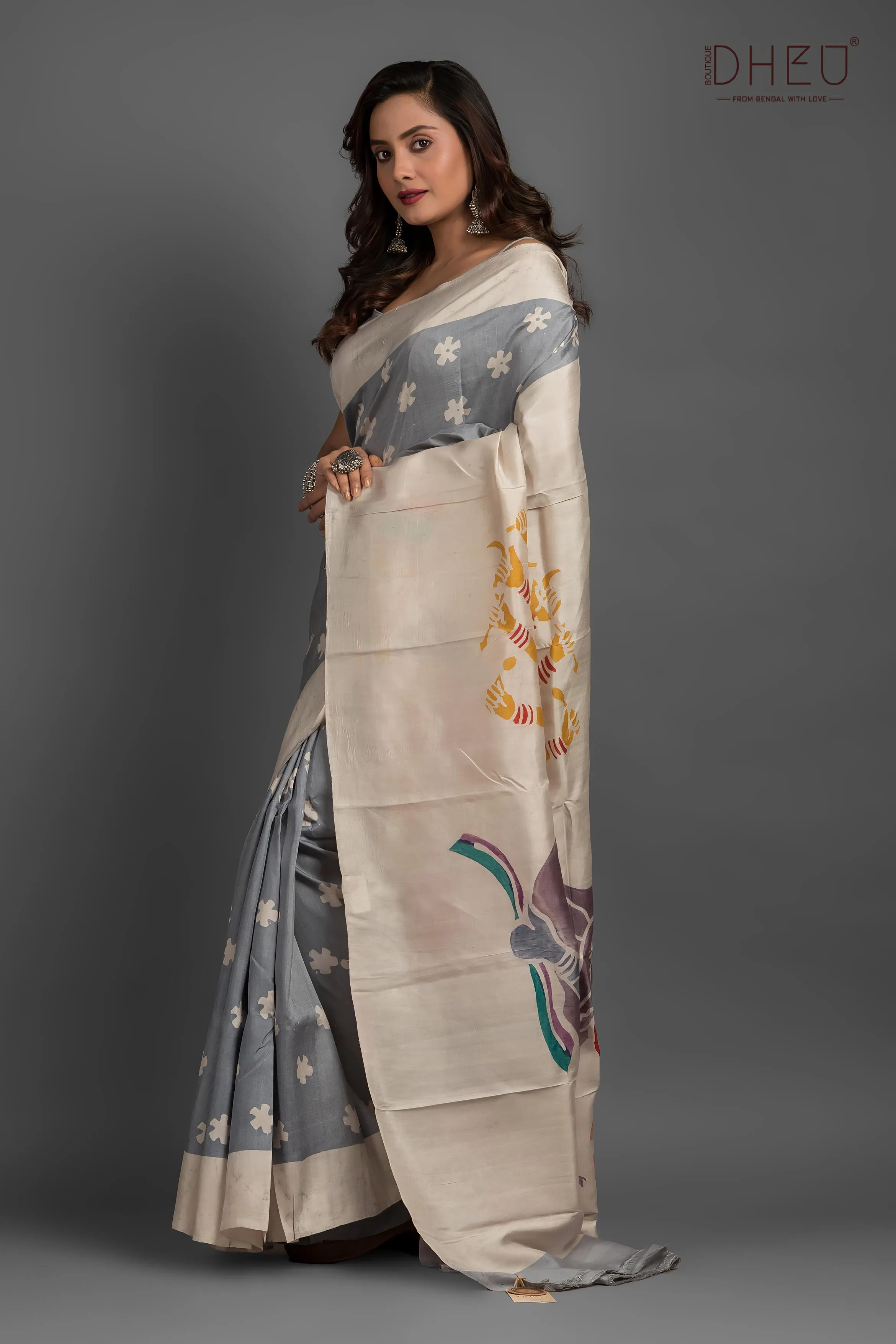 Bishnupuri Silk Batik Saree (Silk Mark Certified)