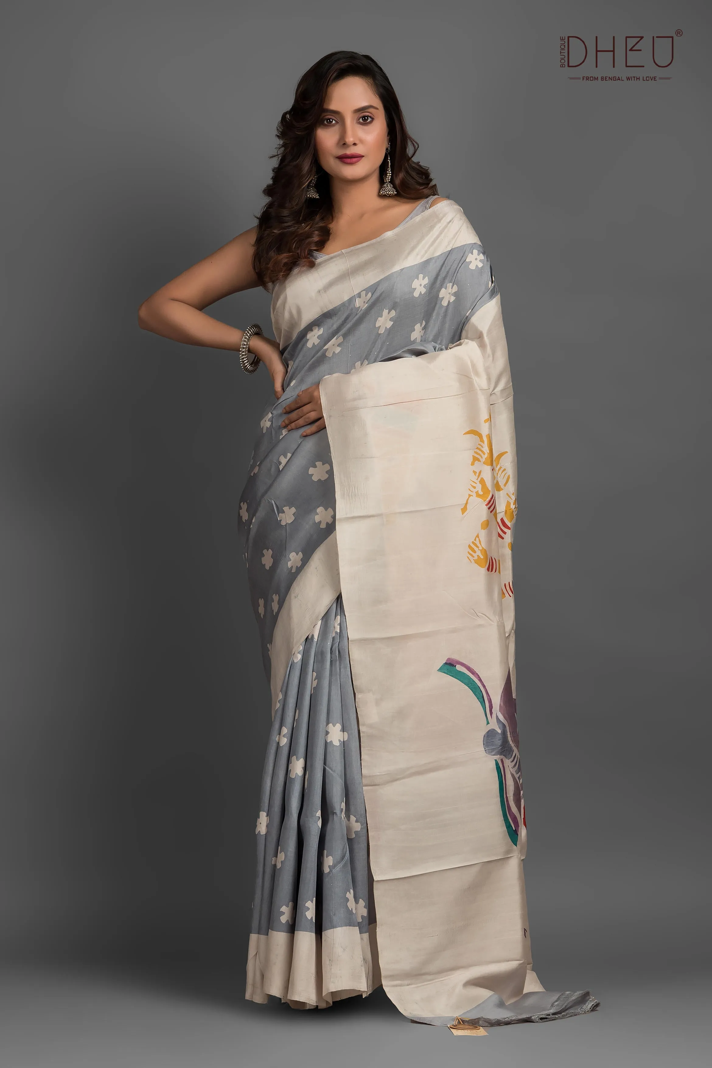 Bishnupuri Silk Batik Saree (Silk Mark Certified)