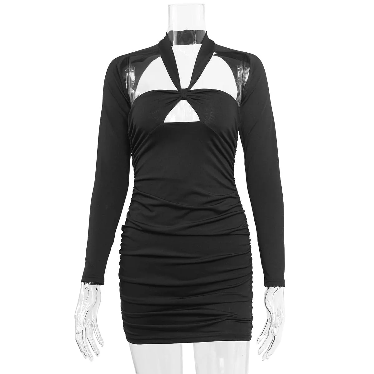 Black Sexy V-neck Cut-out Night Culb Dress