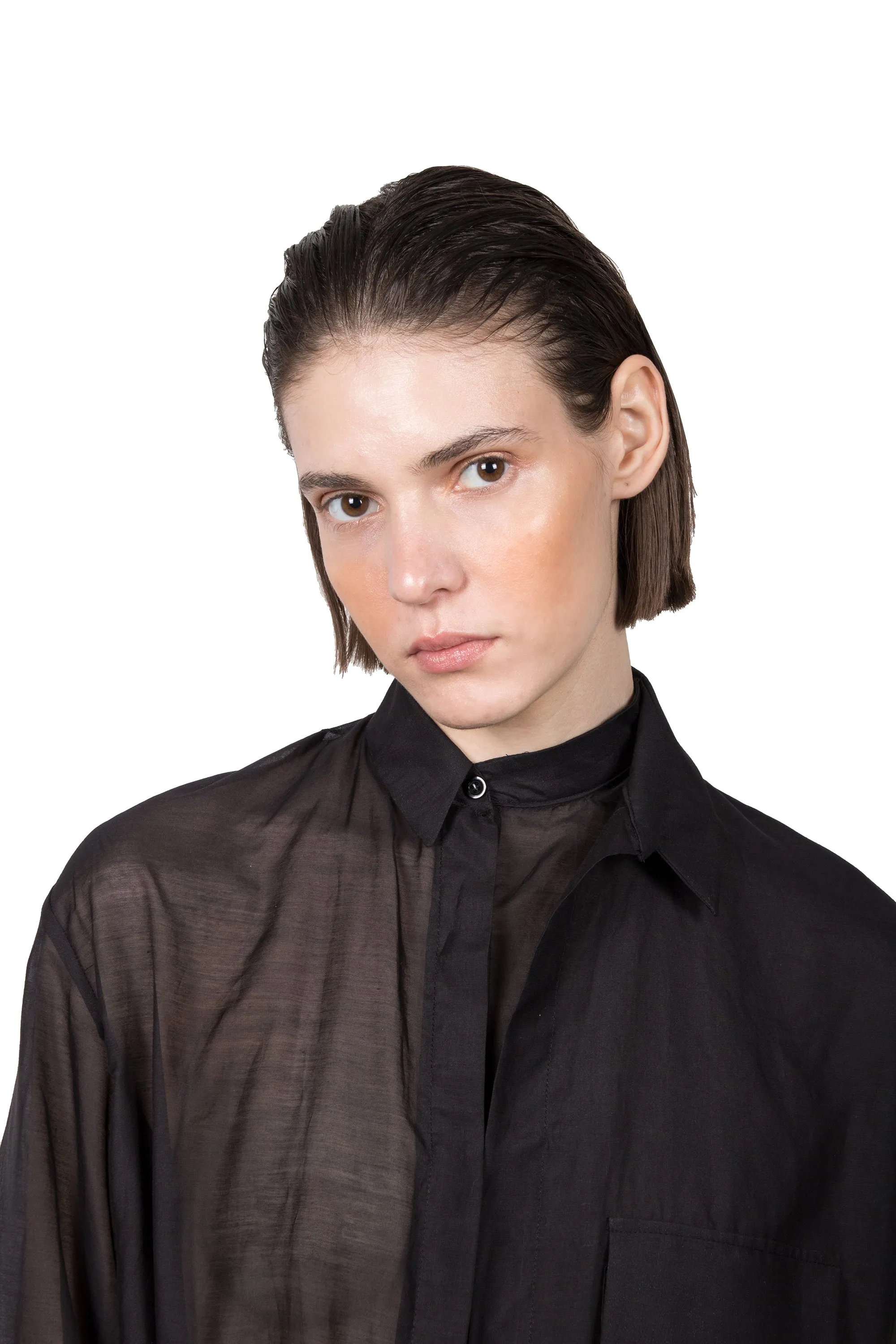 Black Transparent Asymmetric Shirt