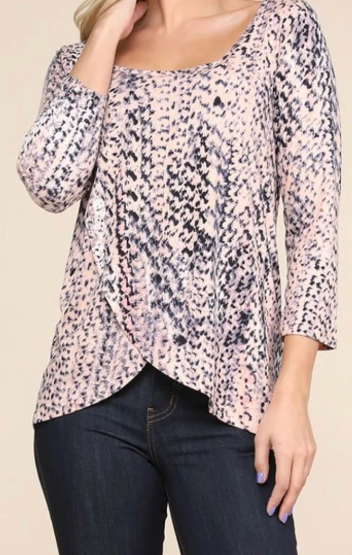 Blush/Purple 3/4 Sleeve Blouse