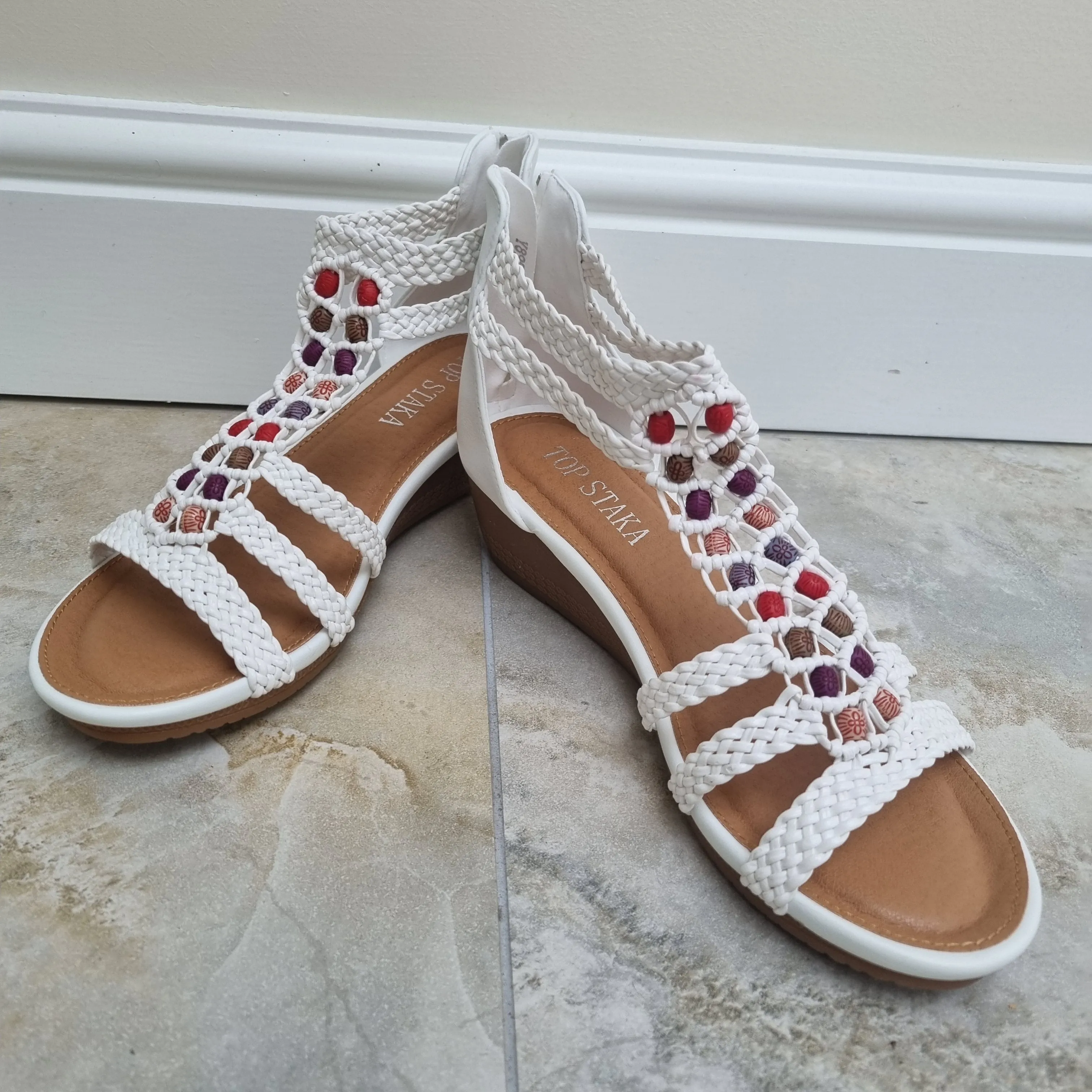 Braided strapy wedge sandal