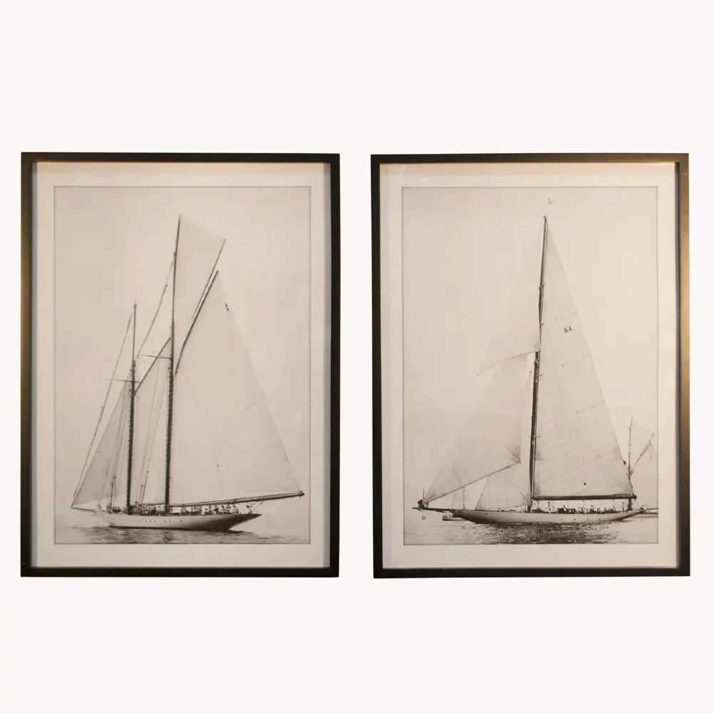 Brockby Set of Two Wooden Framed Sailboats 80cm