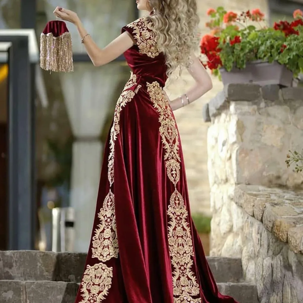 burgundy lace applique prom dresses 2022 vestido de fiesta de longo elegant vintage arabic prom gowns