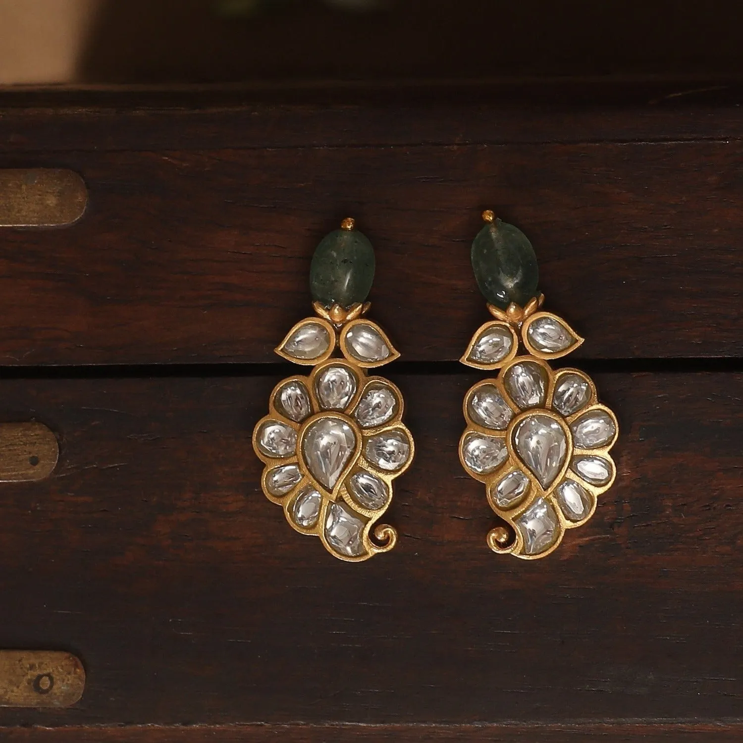 Buta Jadau Silver Earrings