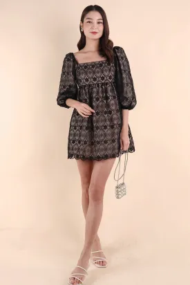 CAMELLIA LACE DRESS IN BLACK