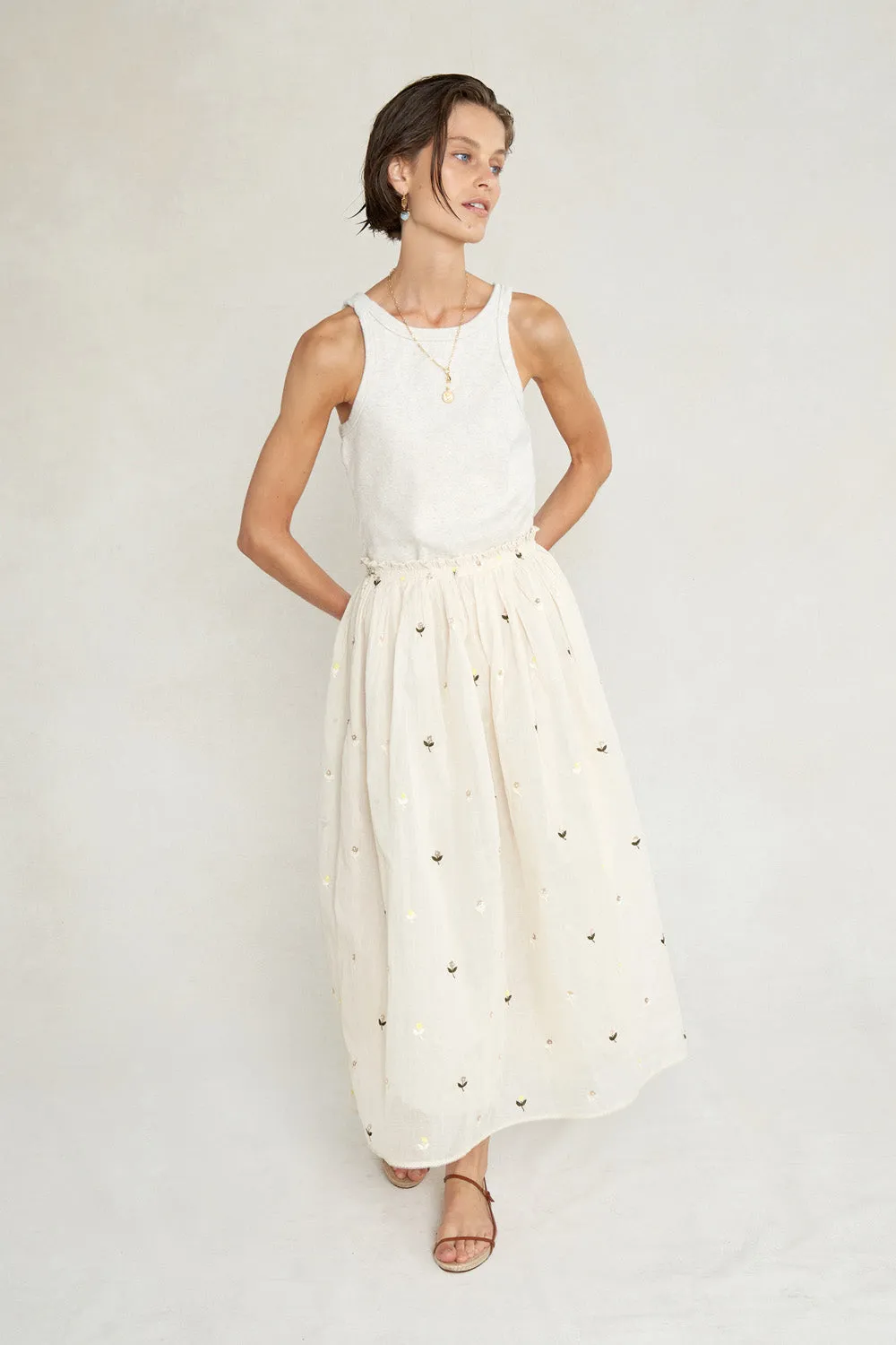 Caroline Ballet Skirt White Floral