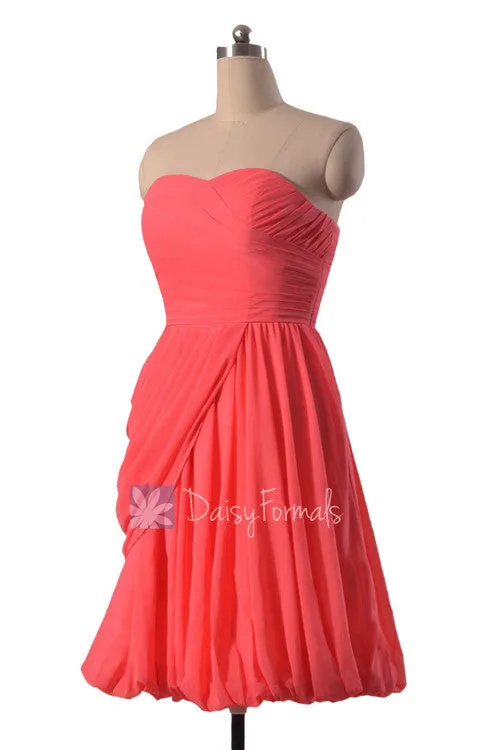 Cherry Bridesmaid Dress Short Sweerheart Bridal Party Dress Chiffon Cocktail Dress(BM130)