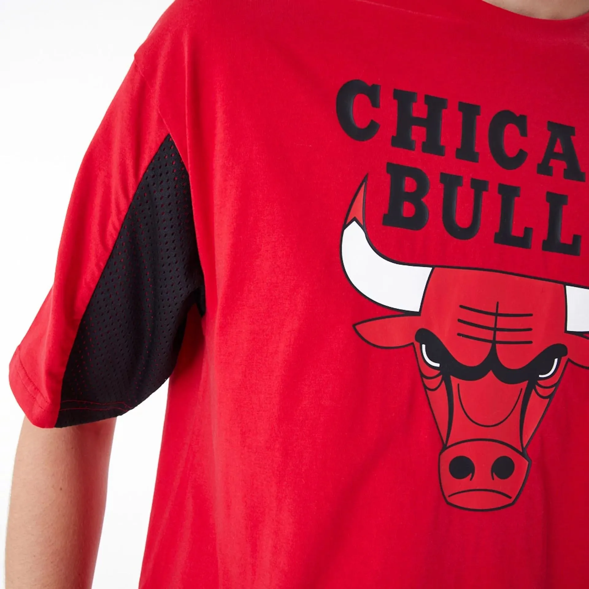 Chicago Bulls NBA Mesh Panel Red Oversized T-Shirt