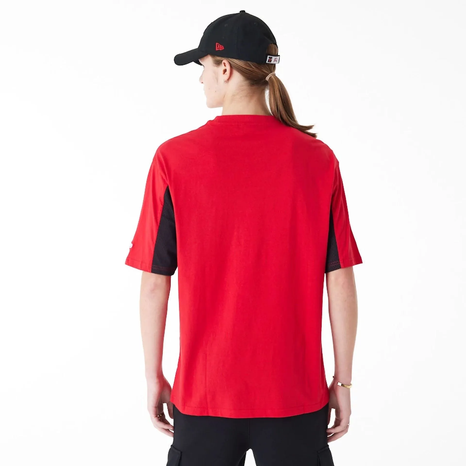 Chicago Bulls NBA Mesh Panel Red Oversized T-Shirt