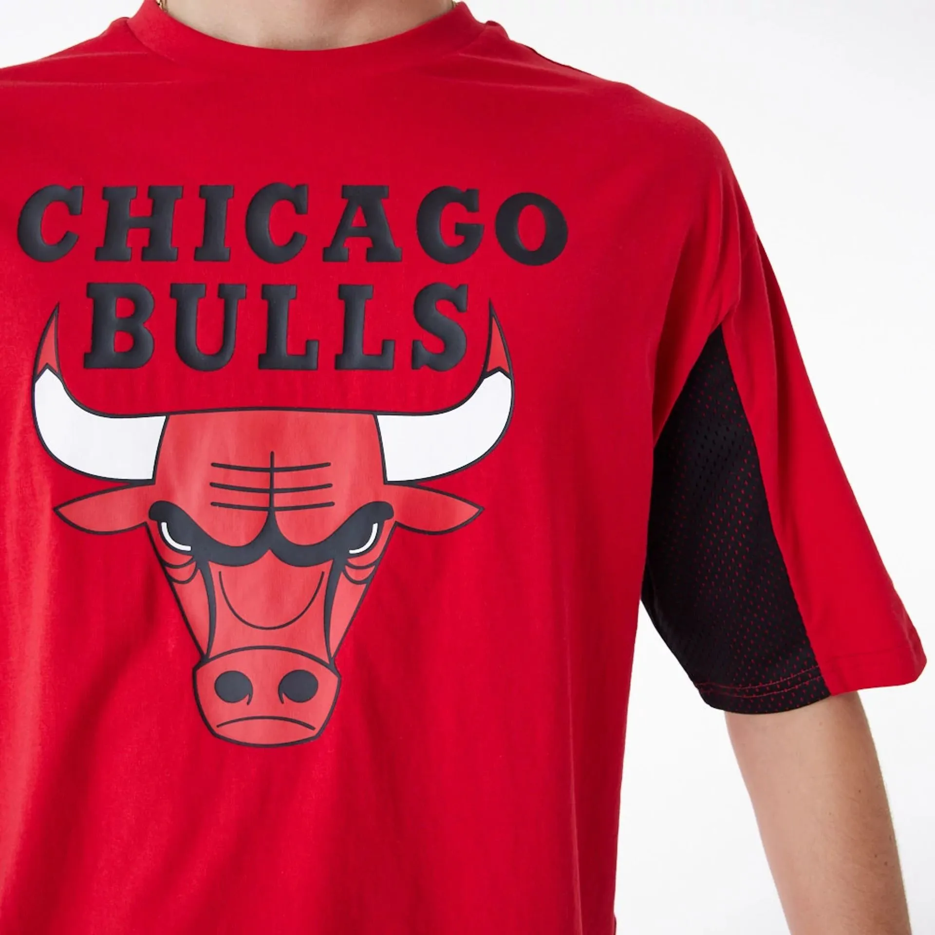 Chicago Bulls NBA Mesh Panel Red Oversized T-Shirt